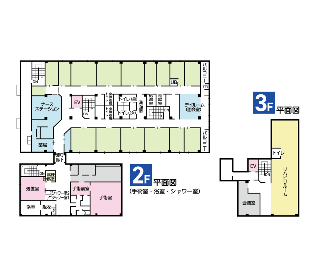 旭川ペインクリニック フロアマップ2階 3階